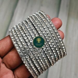 Zirconia Border Glass Bangles(6PC)