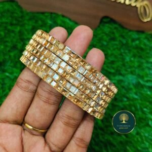 Mirror Stone Border Glass Bangles(6PC)